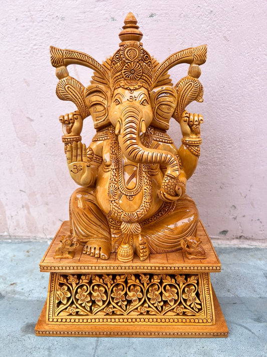 Premium Pure Sandalwood Ganesh Ji Idol – 12 Inch | Hand-Carved Murti