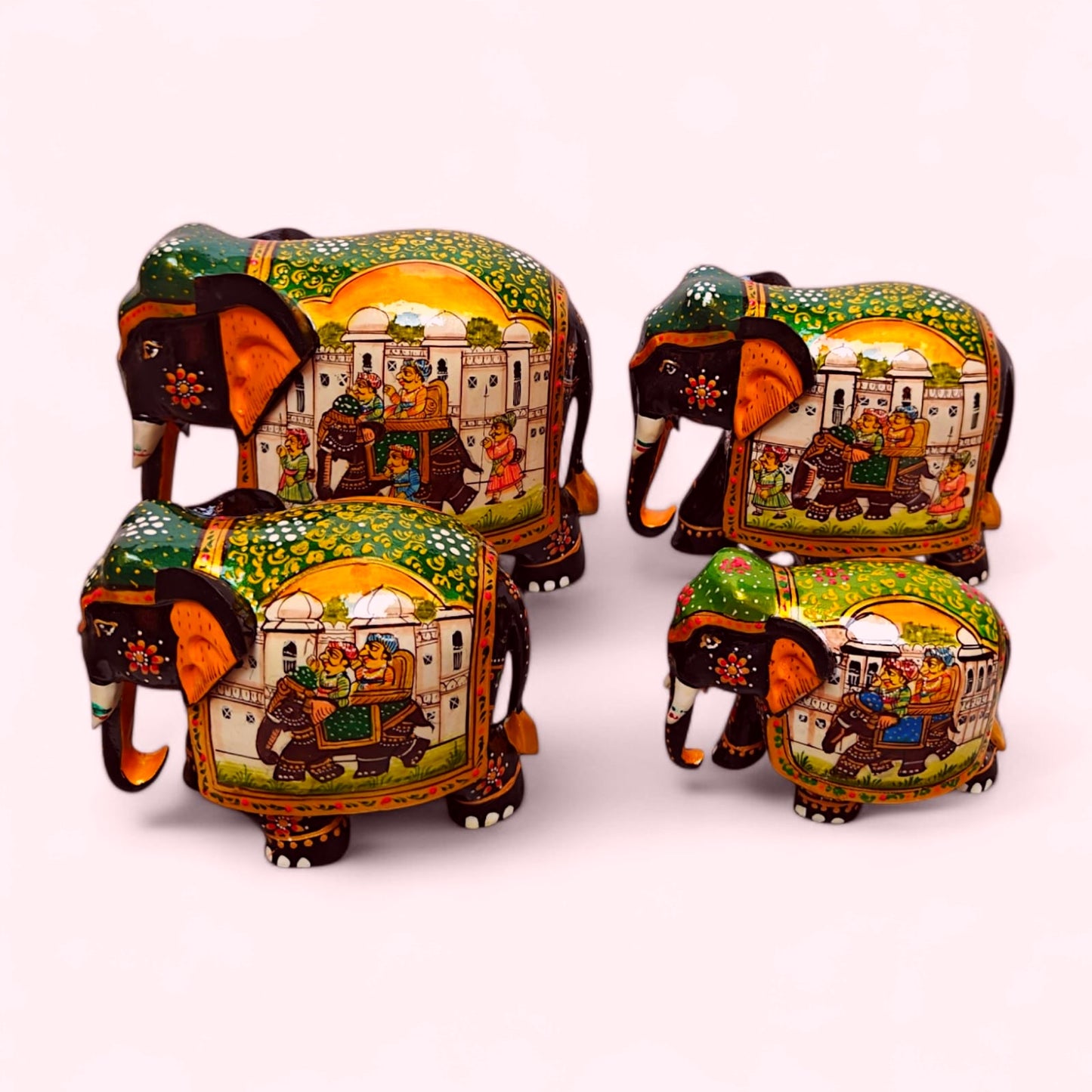 Wooden Elephant Set – Handcrafted (3–6 Inch)